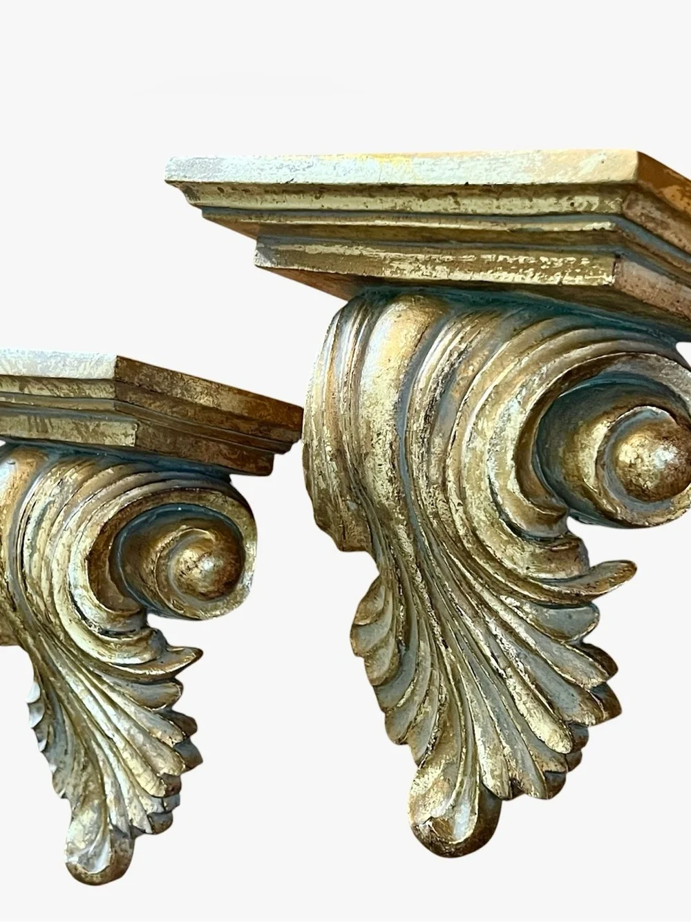 Vintage Gold Accent Wall Corbels - Wall Sconces Ornate Vintage Decorative Pair